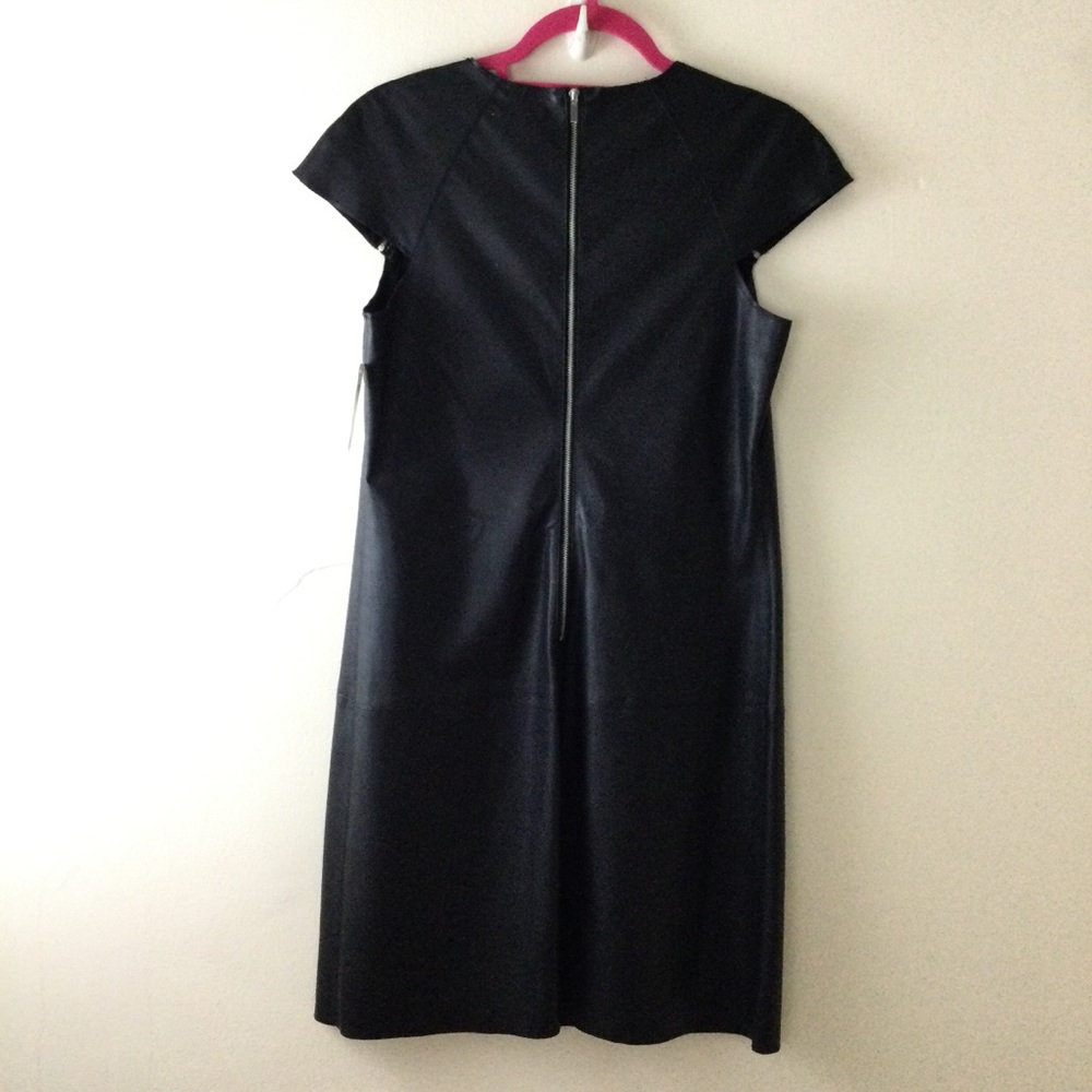 Bar III Dress Faux Black Leather Cap Sleeves Size M NWT - Picture 3 of 9